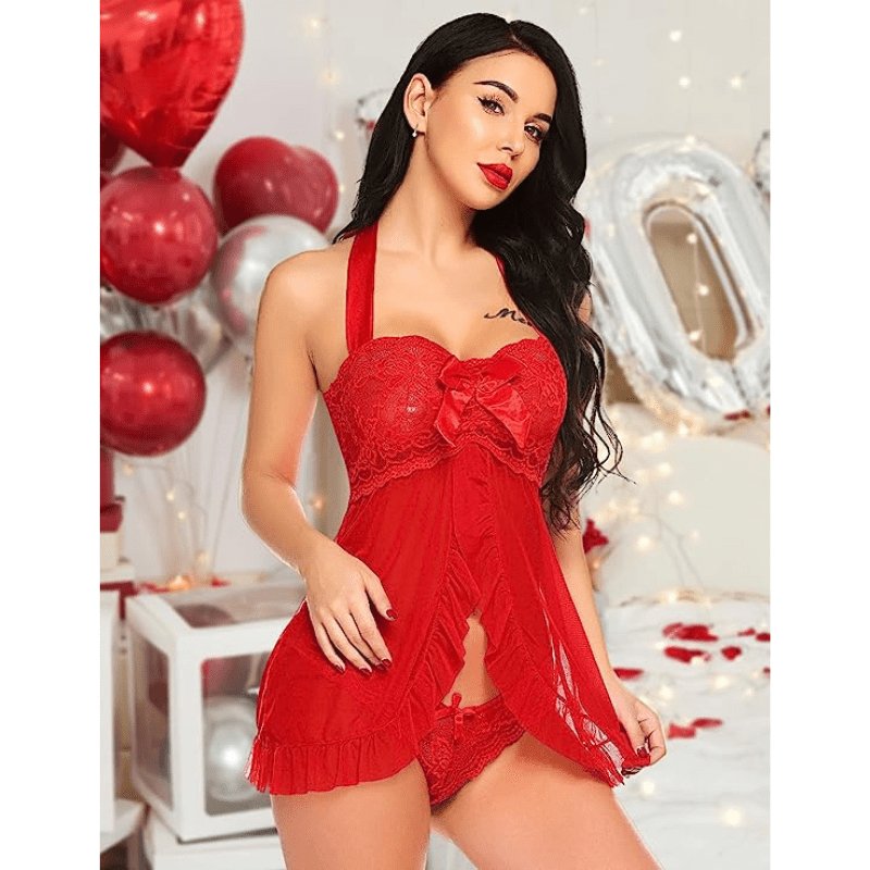 Sexy Split Lace Nightdress – Seductive Cami Sleepwear for Women