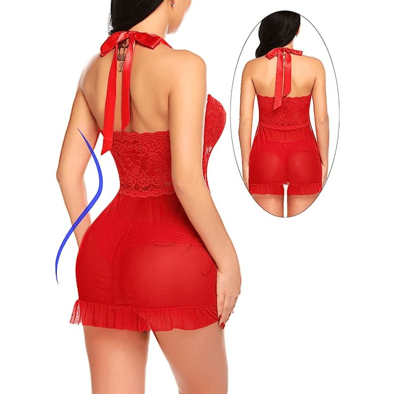 Sexy Split Lace Nightdress – Seductive Cami Sleepwear for Women