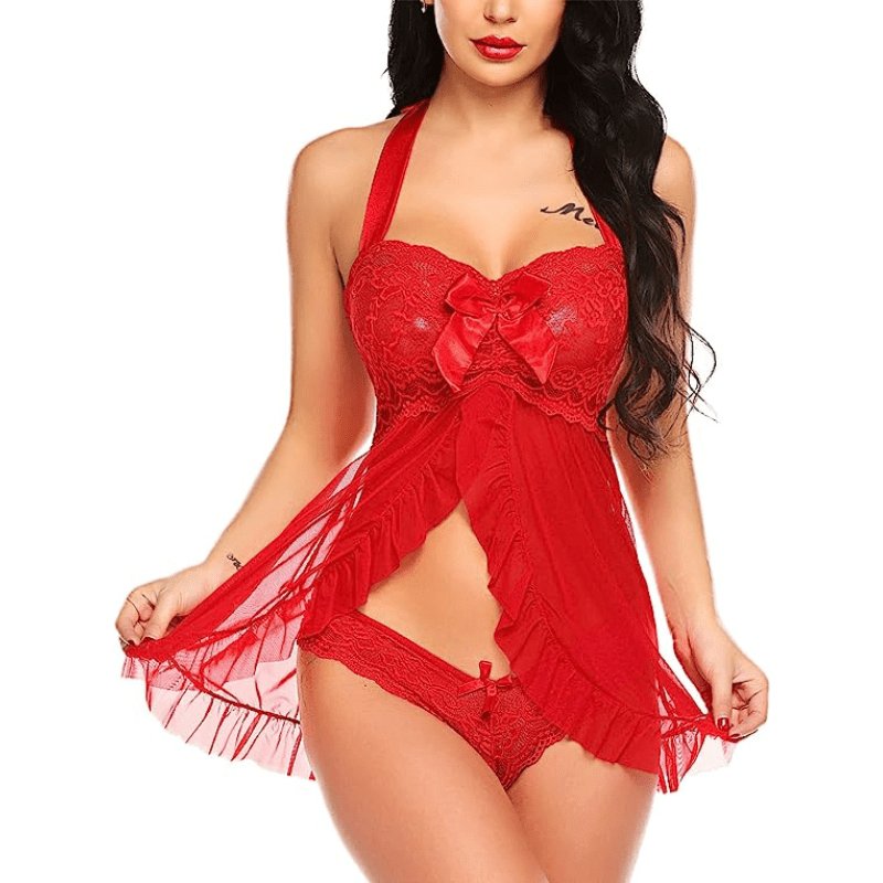 Sexy Split Lace Nightdress – Seductive Cami Sleepwear for Women