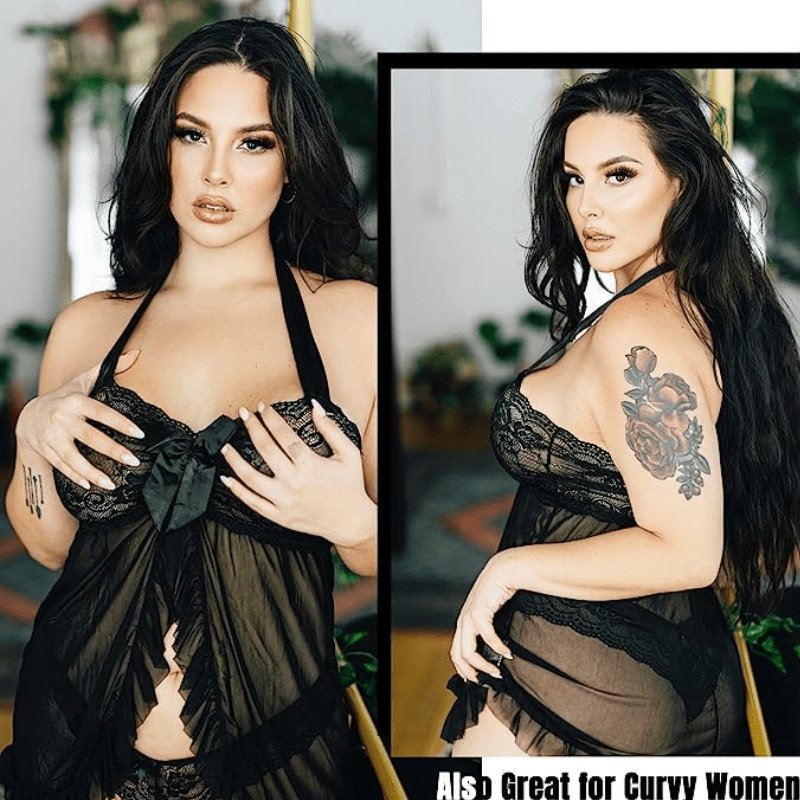 Sexy Split Lace Nightdress – Seductive Cami Sleepwear for Women