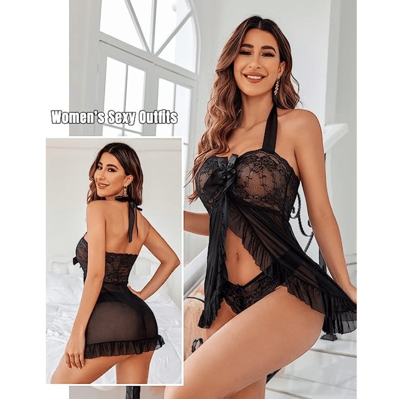 Sexy Split Lace Nightdress – Seductive Cami Sleepwear for Women