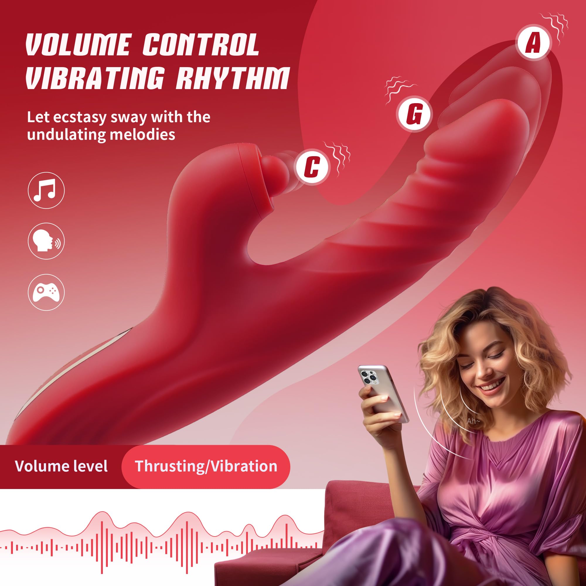 Thrusting Rose G-Spot Vibrator – 10 Vibrations alternate product angle - rabbit vibrator NZ at Seductiva NZ